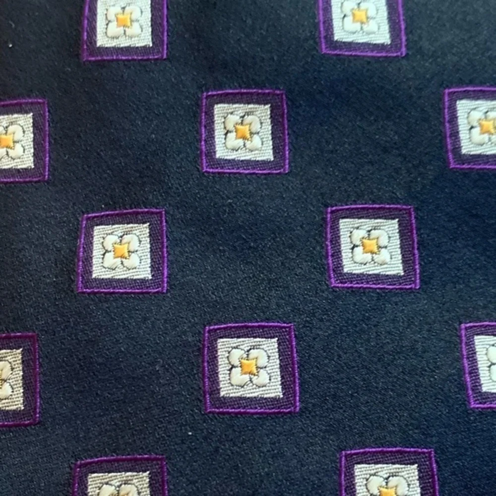Canali Blue Purple & White Floral Squares Tie